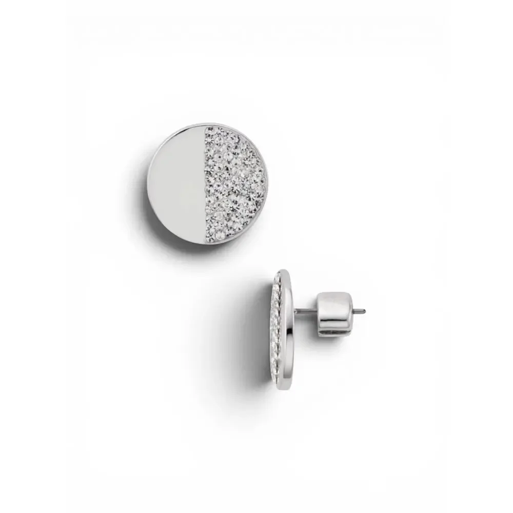 Kate Spade Pave Round DIsc Silver tone Earring Designer Preppy Stud Jewelry